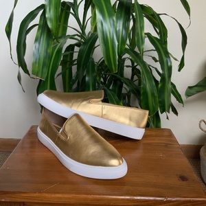 Franco Sarto gold metallic slip-on mony sneaker